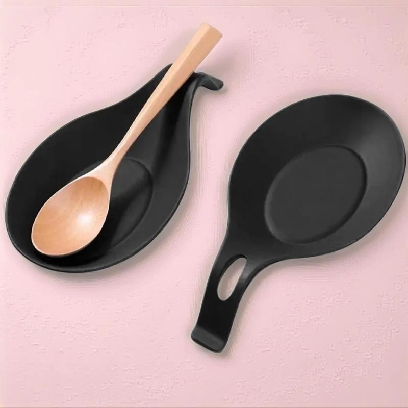 Silicone Heat-Resistant Spoon Rest, 2 Pcs Handy Kitchen Utensil Holder Set for Cooking, Home Cutlery and Tableware Rest Tool, Modern Kitchenware #GLOBAL PICKS