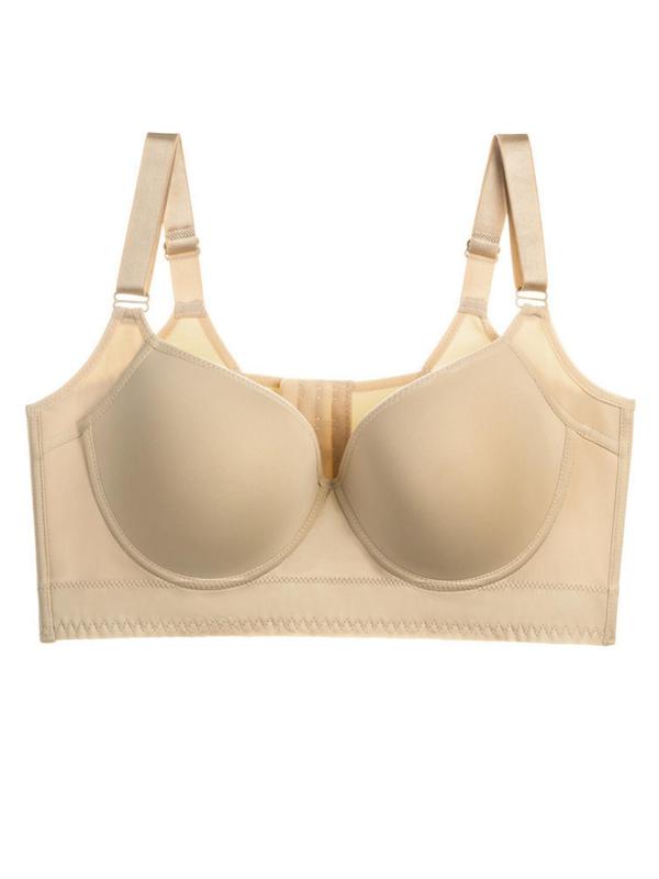 Plus Size Women's Adjustable Strap Underwire Bra, Casual Buckle Back Push Up Lingerie Top, Soft Comfy Breathable Plus Underwear for Daily Wear, Solid Color Bra, Adjustable Bras