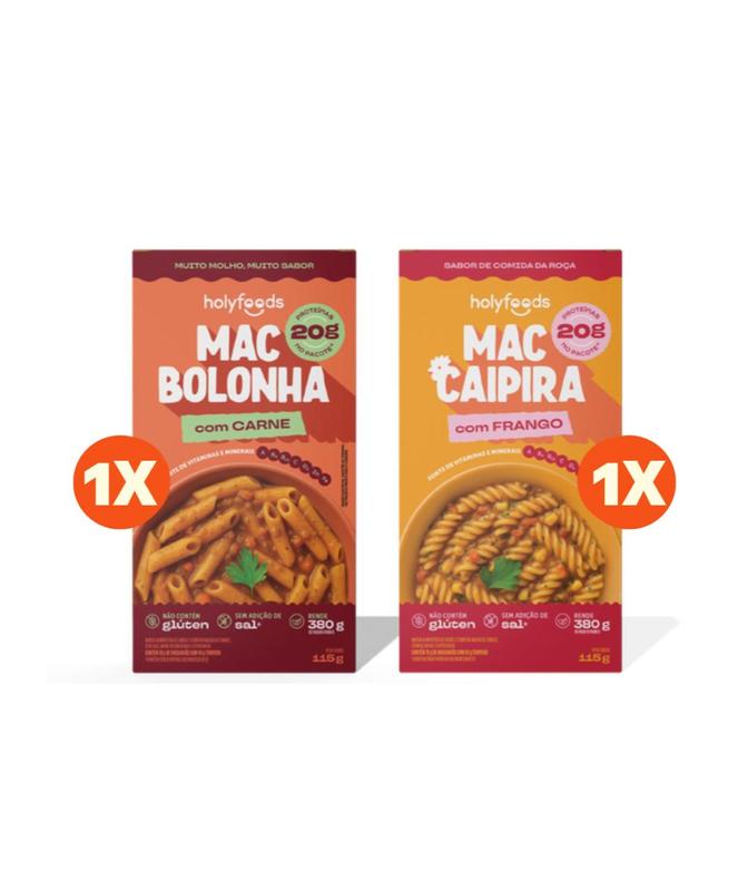 HolyFoods Kit  Lançamento HolyMac 1 Un Mac Bolonha e 1 Un Mac Caipira com Proteínas e Vitaminas para Refeições Saudáveis