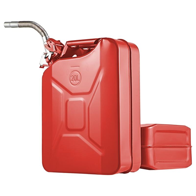 VEVOR Jerry Fuel  Metal Fuel Container, Summervibes,Summervibes, 5.3 Gallon, Fuel Jerry Can with Spout and Comfort Handle, 6 L/min Max Flow Rate, Leakproof & Corrosion-resistant Metal Gas Tank Most Cars Motorcycle ATV UTV, Red, 2 Packs
