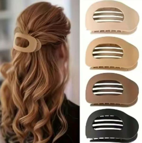 Solid Color Hair Clip, 4pcs Oval Acrylic Hair Clips Set for Women, No Trace Flat Large Hair Clip, Elegant Minimalist Frosted Solid Color Hair Clips for Daily Wear,ldeal Gifts for Her