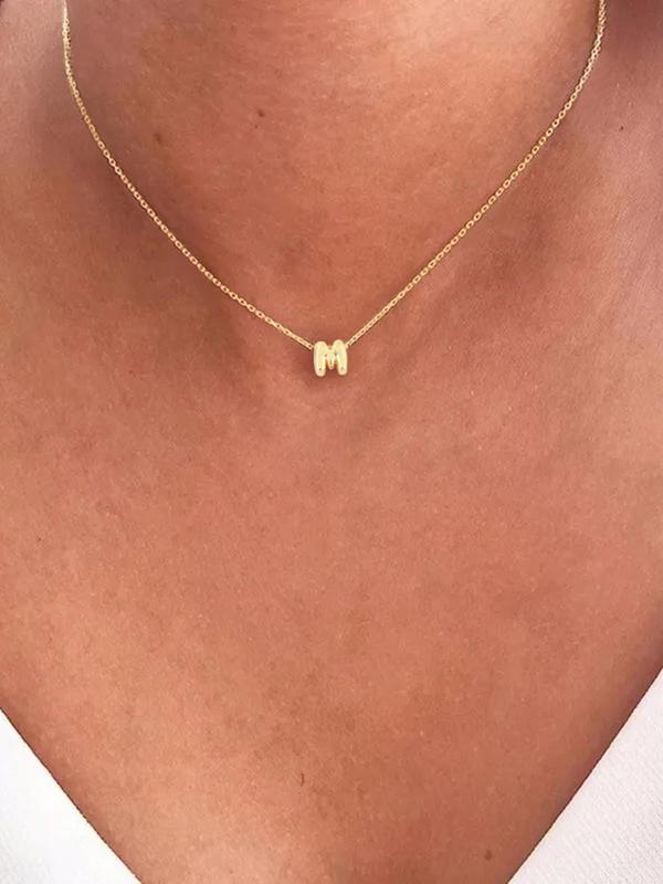 Bubble Initial Letter Pendant Necklace for Women, Stainless Steel Jewelry for Party, Daily Wear Necklace, Daily Clothing Decor, Trendy All-match & Exquisite Jewelry for Birthday Gift, Dainty