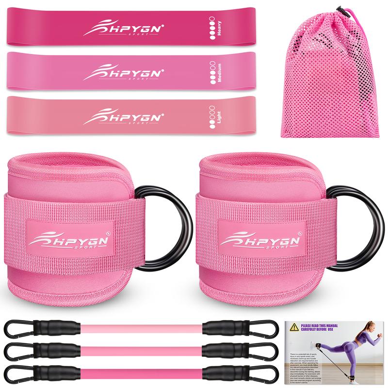 HPYGN Ankle Resistance Bands, Ankle Bands for Working Out with Cuffs, Resistance Bands for Leg Butt Training Workout Equipment for Kickbacks Hip Gluteus Training Exercises, Ankle Strap with Exercise Bands