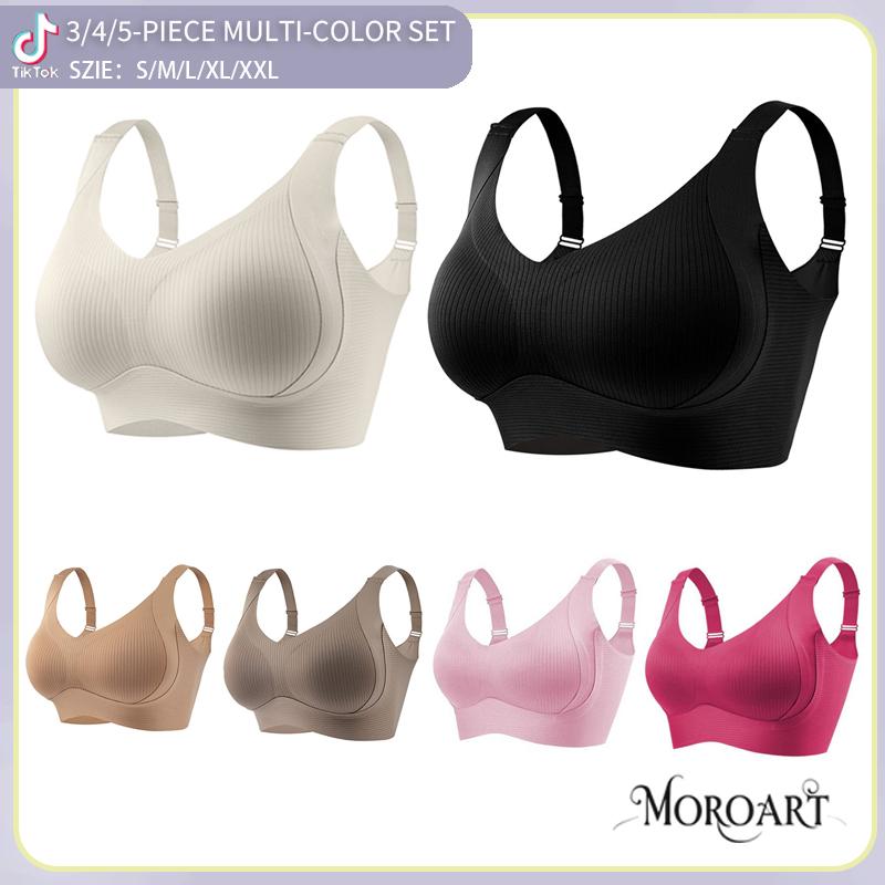 3/4/5 counts Women's Solid Wireless Bra, Comfortable Breathable Push Up Bra, Softness Lightweight Lingerie for All Seasons, Womenswear Lingerie for All Seasons, girl,Soft Comfortable Breathable Ribbed Push Up Seamless Bra, gift,TikTokshopBlackFriday