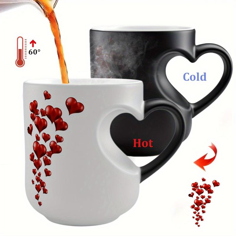 Magic Color Changing Heart Shape Mug, Heat Sensitive Coffee Mug, Perfect Mother’s Day Gift, Valentine’s Day Gift & Birthday Gifts for Her & Him, Drinkware