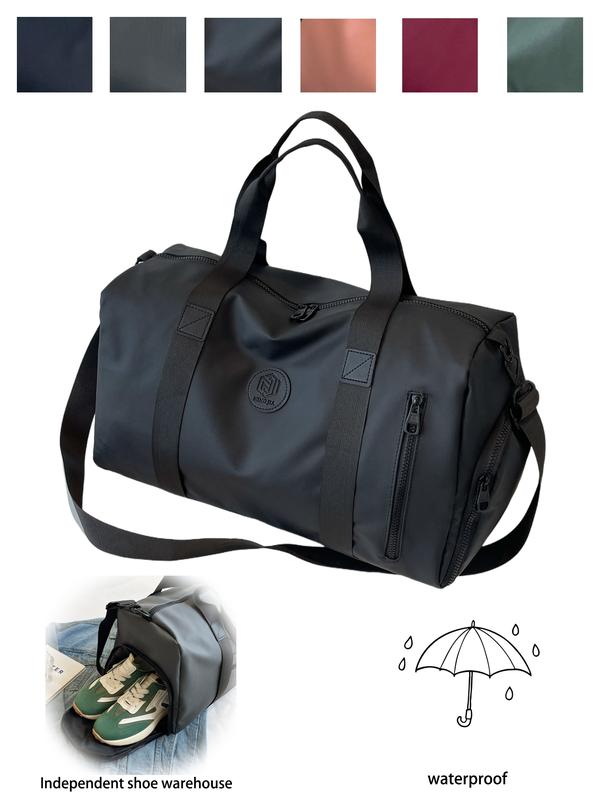 Waterproof Weekend Travel Duffel Bag with Shoe Compartment, Unisex Large Capacity Luggage for Short Trips and Fitness, Casual Leather Film Design