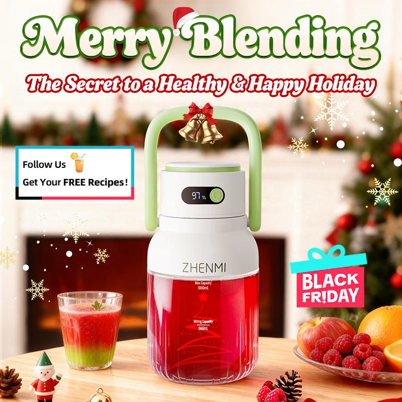 Holidays and Birthdays Blender for Shakes & Smoothies! ZHENMI BPA-Free Cordless Blender, 33oz, Ice Crushing, USB Rechargeable, Make Party Shakes,  Morning Smoothies & Healthy Drinks