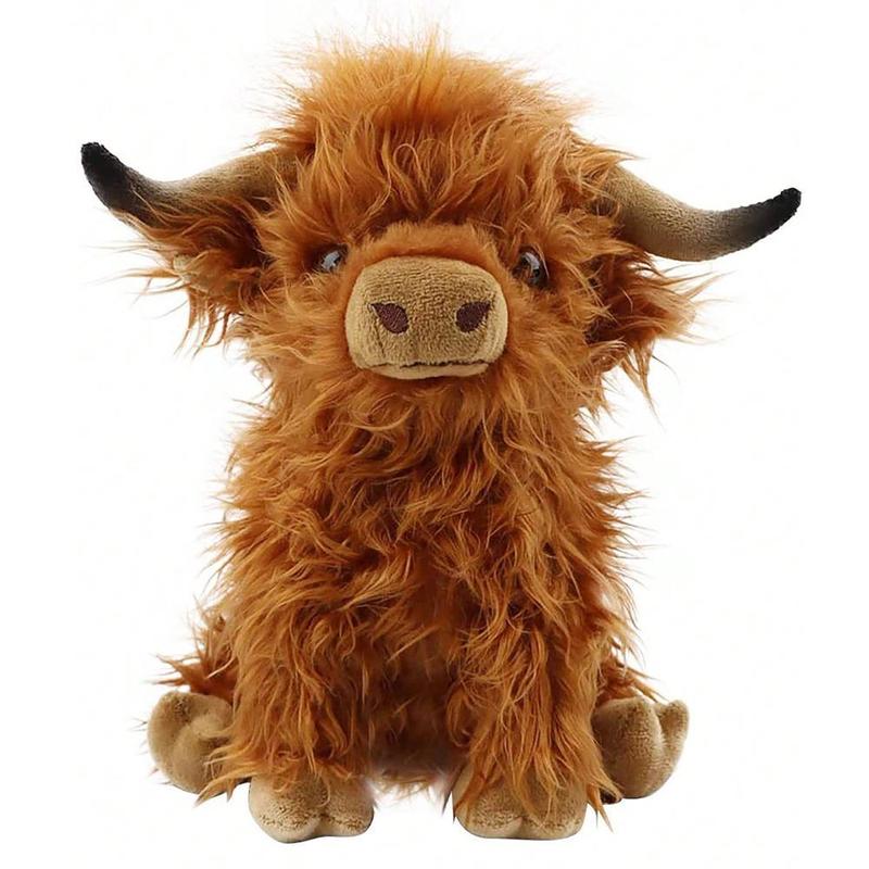 Highland Cow Plush Toy, Cute Simulated Cow Stuffed Animal Realistic, Fluffy Cow Design Plush for Home Decoration, Christmas Gift for Girlfriend