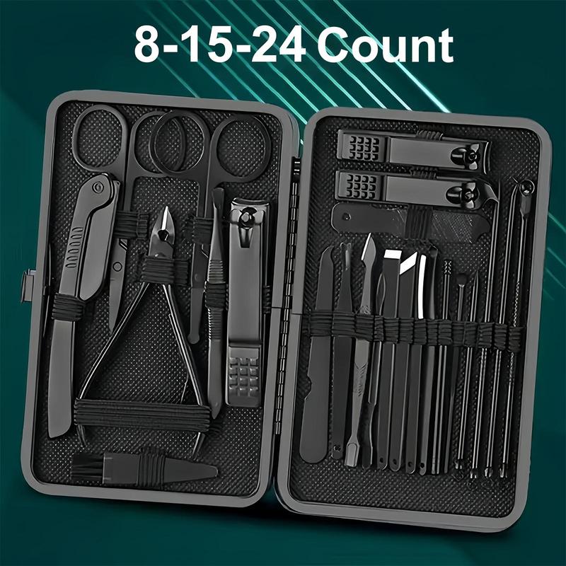 Professional Nail Clipper Set with Storage Case, 8/15/24 Pieces Portable Manicure & Pedicure Tool Set, Nail Clippers and Nail Trimmer, Nail Cutter Kit Wallet, Nail Care Tool for Home & Travel, Body Care Nail Supplies, Birthday Gift, Nail Tools