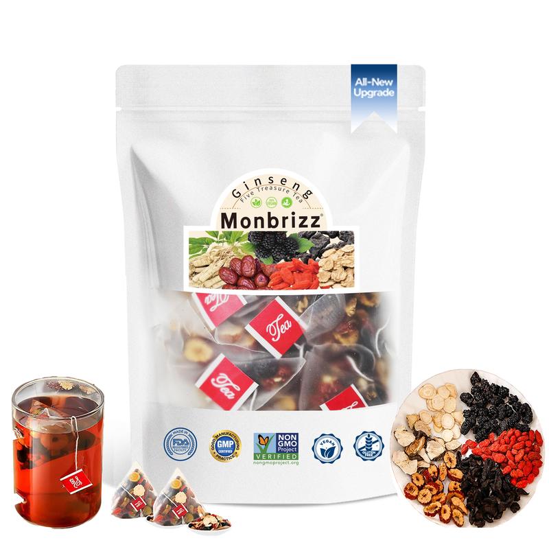 [Upgraded Formula]Kidney Tea Formula Ginseng Five Treasure Tea, Chinese Kidney Tea for Men and Women, Natural Herbal Ingredients for Kidney Traditional Beverage Fruit Organic