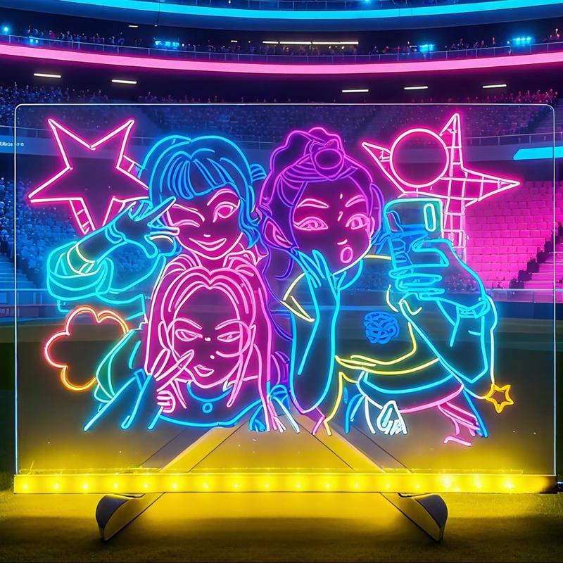 Led drawing board for kids 1/8 Counts USB Powered Led Light Backlit Illuminated Dry Erase Board with Stand & Markers & Rags, Room Accessories, LED Display Board, School Supplies,Christmas gifts