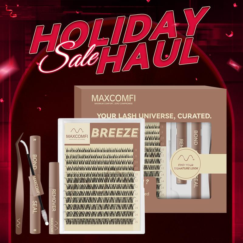 MaxComfi Spider Cluster Lashes - DD Curl, Smudge-Proof Waterproof, Super Soft Thin Band, Beginner-Friendly DIY Design for Natural Daily Glowup & Voluminous Look Makeup  Summervibes Cosmetic