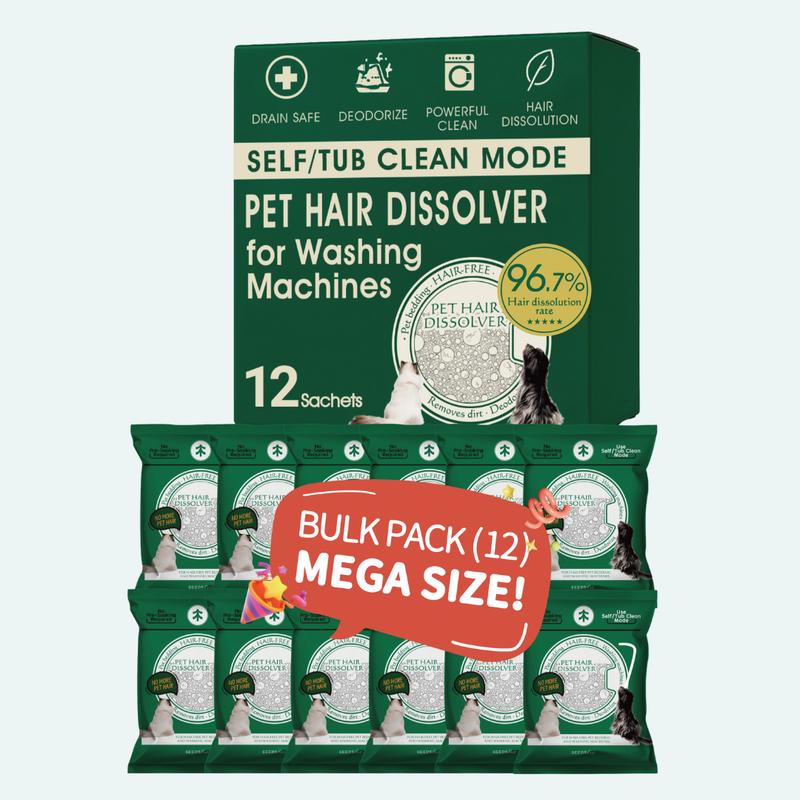 SEEDSHUB Pet Hair Dissolver For Washing Machine Deep Cleaning, 5-in-1 Enzymatic Formula, Removes 96.7% Hair & Odors, Front & Top Load HE Septic Safe, 6 Individual 100g Sachets TikTokShopStockUp