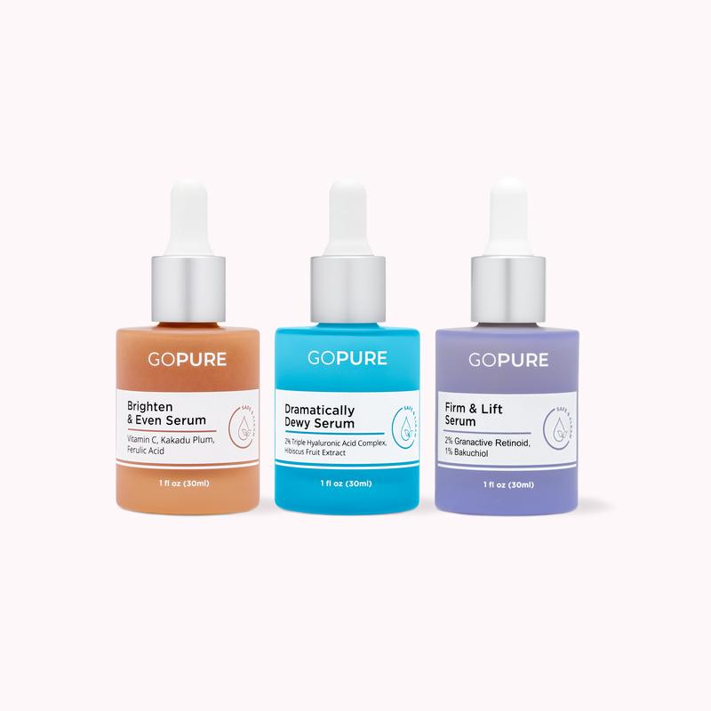 GOPURE Power Trio Facial Serums Set - Vitamin C Serum Hyaluronic Acid Serum and Retinol Serum
