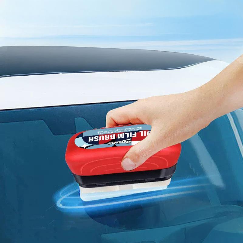 Car Glass Cleaner & Anti-fog Brush, Oil Film Remover for Reduced Glare & Improved Visibility, Car Window Cleaning Tools
