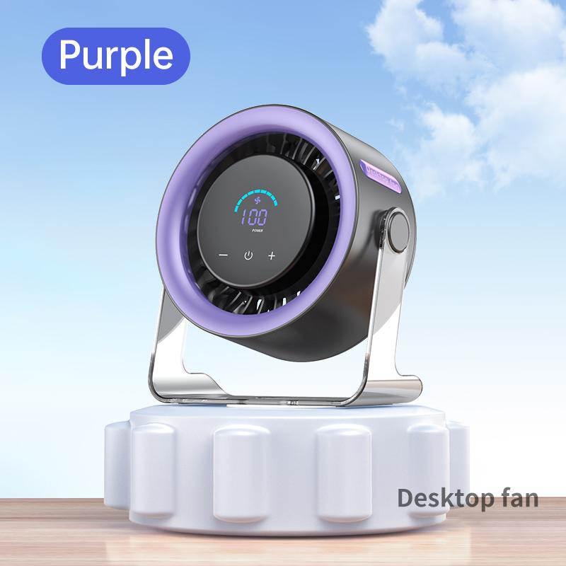 Coolhill Desktop Fan Turbo Table Fan Travel Vacation Essentials for Office 100-Speed Digital Display Low Noise Rechargeable Battery Dual Adjustment Modes Quiet Cooling Quiet Desk Fan Portable