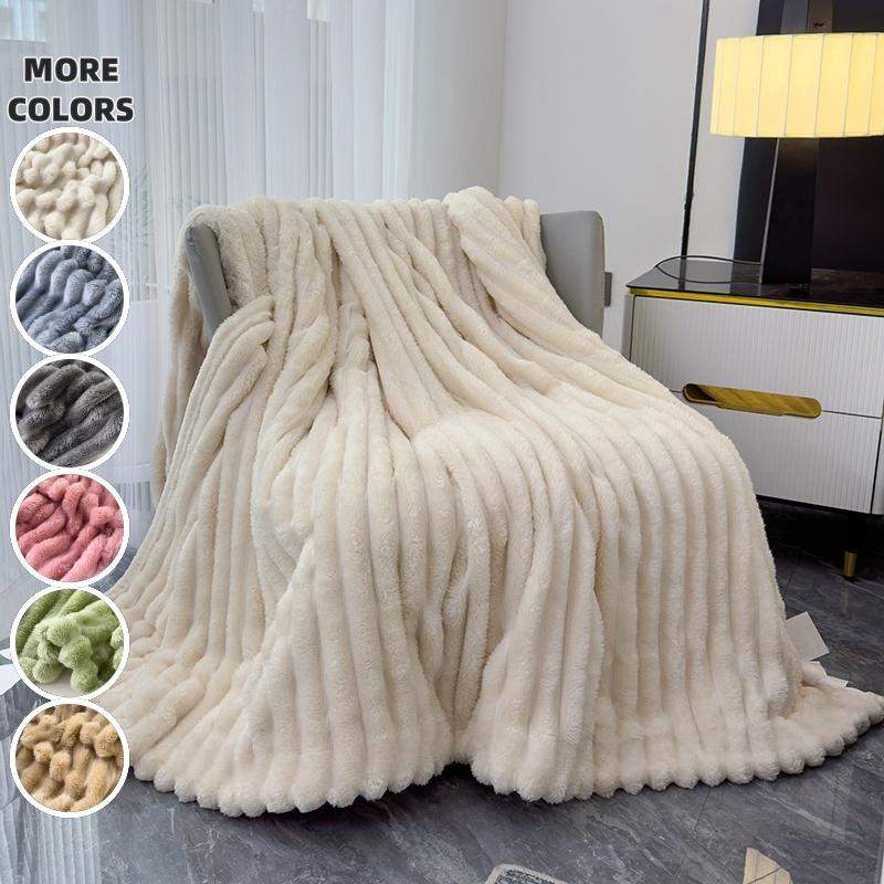 Solid Color Double Sided Plush Blanket, 1/2 Counts Soft Warm Throw Blanket, Cozy Throw Blanket, Air-conditioned Room Blanket, Multifunctional Blanket for Home Office Camping Car Travel, Soft Comfy Blanket #GLOBAL PICKS,Christmas Gifts For GF