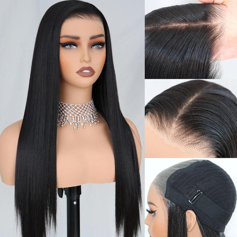 Ua Hair 9x7 Glueless Synthetic Lace Front Wig Wear And Go Pre Plucked Pre Cut Straight Wig Natural Hairline with Tiny Knots Natural No Glue Wig