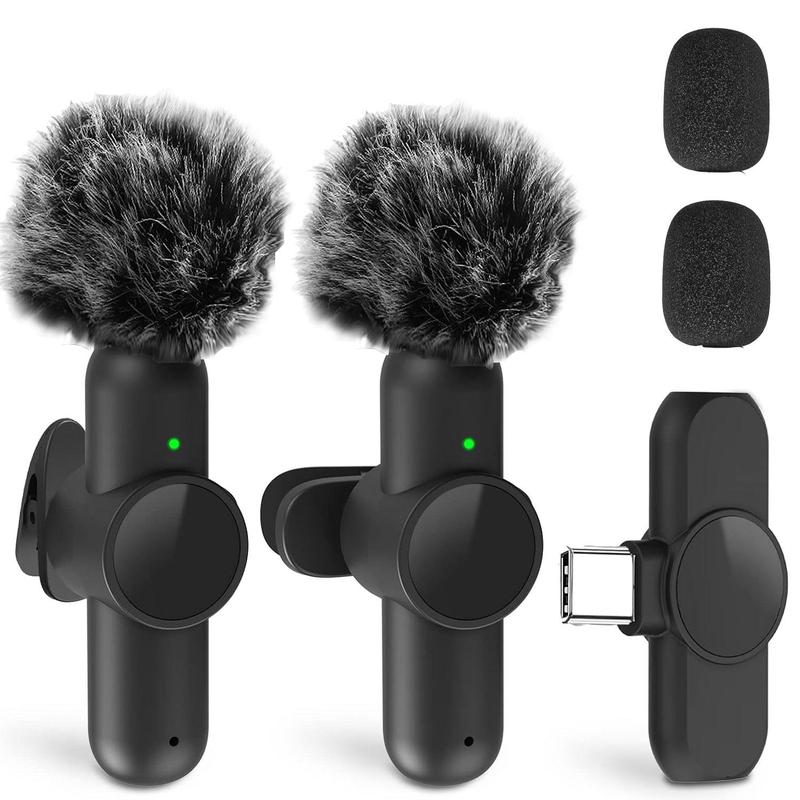 Portable Wireless Lavalier Microphone, 1 Set Wireless Collar Clip Mic for iPhone, Android Phone, Smartphone, Plug-play Lapel Mic, Usb Rechargeable Mic for Video Recording, Teaching, Interviews, Podcast, Tiktok & Vlog, Gift, Live Streaming Equipment