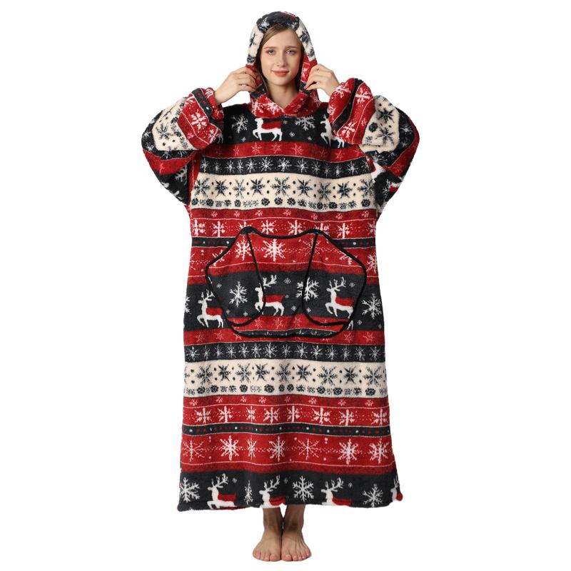 Msrlassn Oversized Wearable Blanket Hoodie as Gifts for Mom Women Girlfriend Men,Plus Size Sleepwear Blanket Hooded for Women Men, 1Pcs Nightgown Loungewear Womenswear Sweatshirt Blanket with Pocket