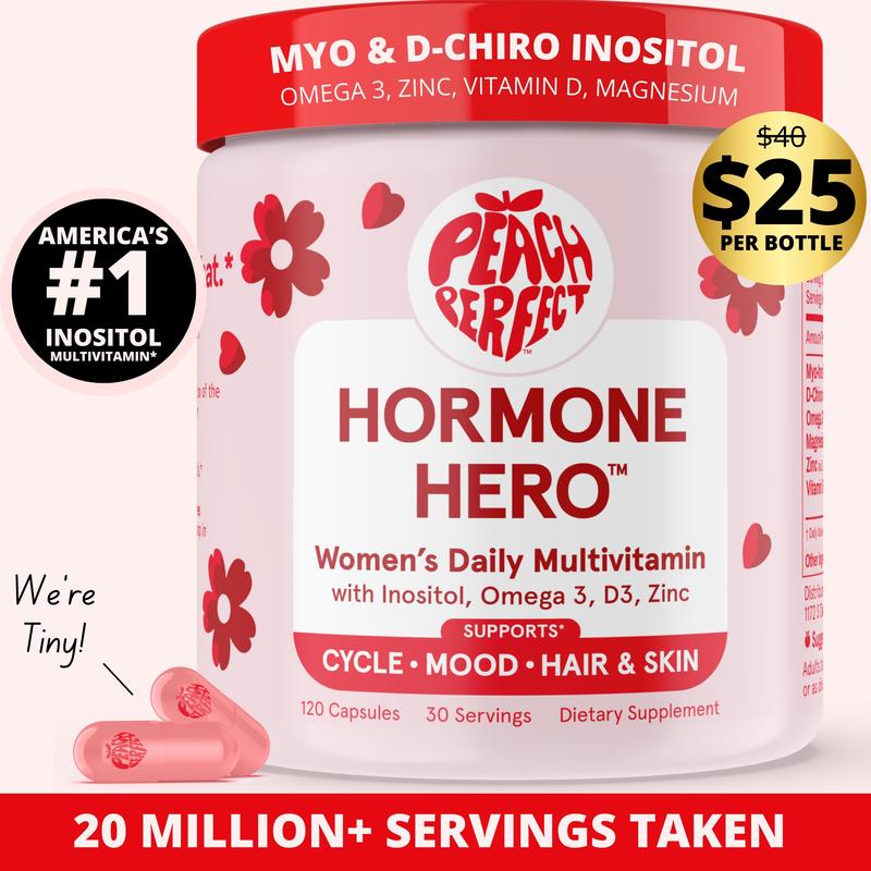 Peach Perfect Inositol Multivitamin - Peach Perfect Myo-Inositol, D-Chiro Inositol, Omega 3 Fitness Healthcare