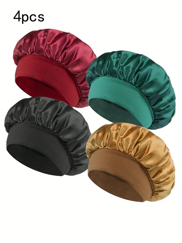 Women's Elegant Plain Color Elastic Satin Silky Hair Bonnets for Gift, Summer Outfits 2025 Trendy Heatless Soft Comfy Haircare Sleeping Bonnets for Preserving Hairstyle, Lightweight Chic Accessories for Daily Use