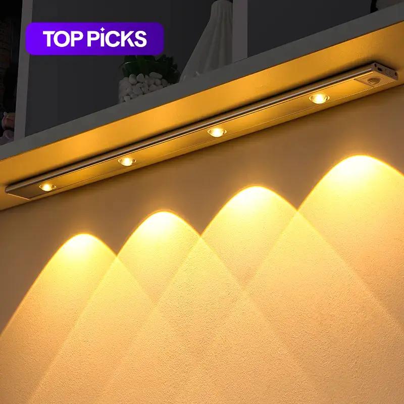 Motion Sensor Light, USB Rechargeable LED Sensor Lamp with Adjustable Lighting Modes, Indoor Lighting, Wireless LED Light for Kitchen Cabinets, Bedrooms & Wardrobes, Night Lights, Atmosphere Lighting, Ambient Lights, Home Decor Lighting