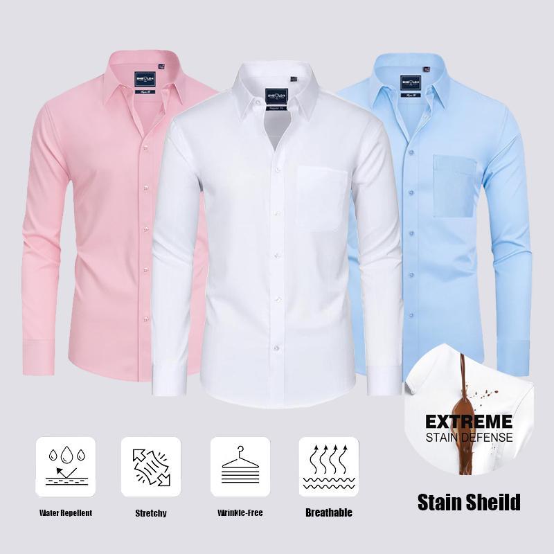 3-Pack Alimens&Gentle Men's Stain Sheild Business Casual Dress Shirts - Slim Fit Long Sleeve Button Down Shirt Tops fathersdaygift