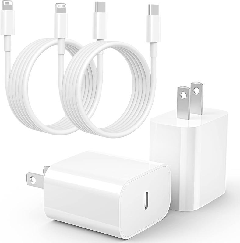 4-Pcs 20W USB-C Fast Chargers with 6FT USB-C to Lightning Cables – Super Fast Charging Adapter & Cable Set Compatible with iPhone 14/14 Plus/14 Pro Max, 13, 12, 11, and More