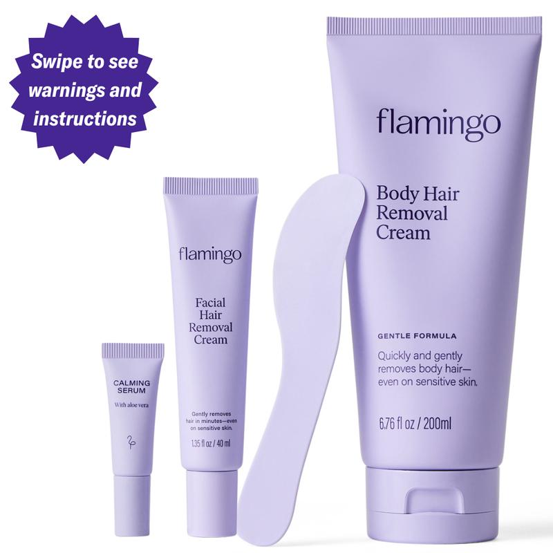 Flamingo Hair Removal Cream Duo - Face & Body(200ML), Results Up to 7 Days, Mild Scent,Gentle for Sensitive Skin, Facial hair remover for women
