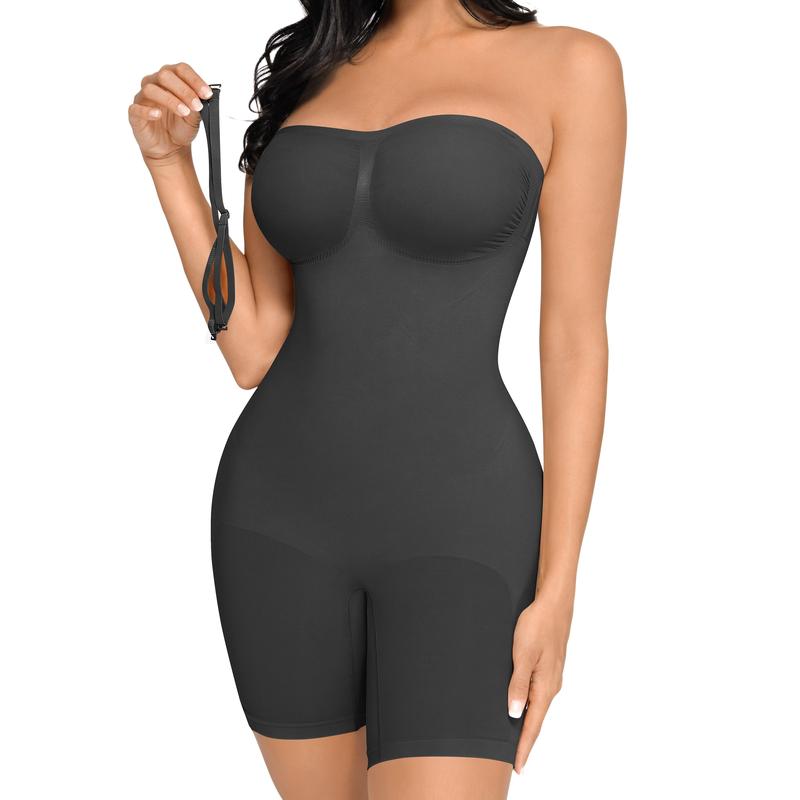 FeelinGirl #Live1 Strapless Slim Shapewear OutdoorFun Tummy  Control Bodysuit Seamless Shortie with Removable  Womenswear Fabric Comfortable Basic Nylon Tops