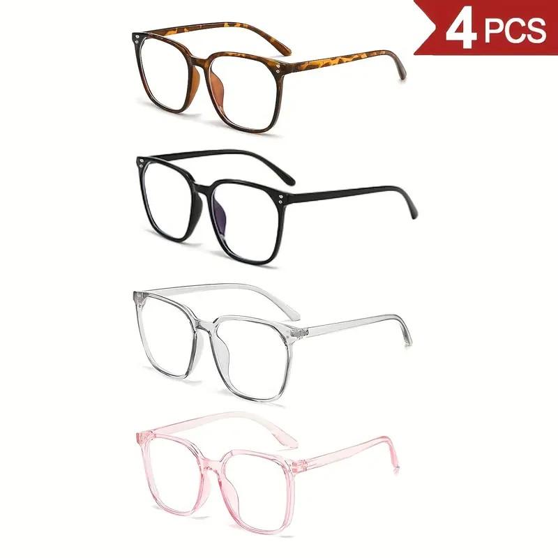Paleshy 4-Pack Women's Blue Light Blocking Glasses - Anti- Round Face Eyewear Set, 4 Fashion Frame Colors | Internet Celebrity Style Windproof No-Makeup Essential
