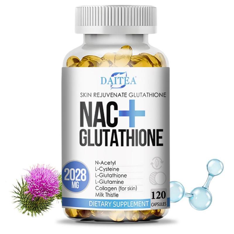 Daitea NAC + Glutathione Health Supplement, Supports Liver Health, Supports Skin Health,120 Capsules Vitamins Healthcare