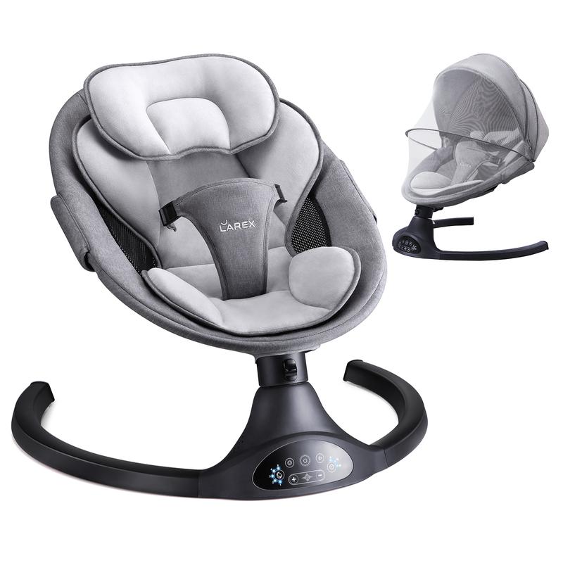 LAREX Baby Swing for Infants | Electric Bouncer for Babies,Portable Swing for Baby Boy Girl,Remote Control Indoor Baby Rocker with 5 Sway Speeds,1 Seat Positions,10 Music and Bluetooth