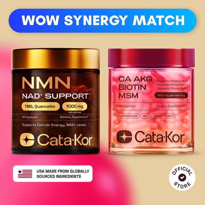 Longevity & Beauty Bundle - Cata-Kor Longevity NMN & Beauty Mix (CA AKG, Hyaluronic Acid & Biotin)