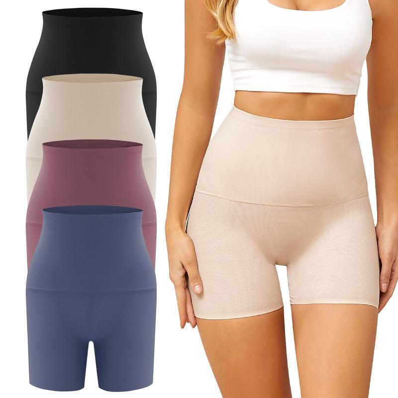 FINETOO 4PCS Women's Boyshort Underwear Basic Full Coverage Seamless Lingerie Comfort  Stretch Boxer Briefs Dress Fit  Womenswear