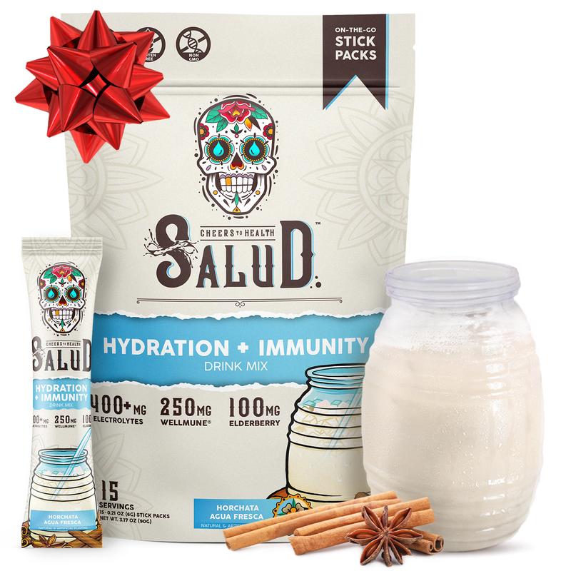 Salud 2-in-1 [Hydration + Immunity] Electrolytes, Immune Support, Dairy & Soy Free - 400mg Electrolytes, 250mg Wellmune, 100mg Elderberry - Healthcare, Vitamin (15 Servings)