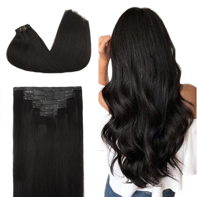 GOOGOO Hair Extensions Seamless Clip in Human Hair Extensions Natural Straight Hair#summerwins