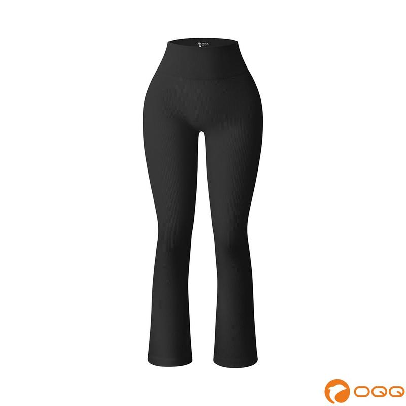 OQQ Women's bootcut Pants Ribbed Seamless Workout High Waist Bell Bottoms Flare Leggings