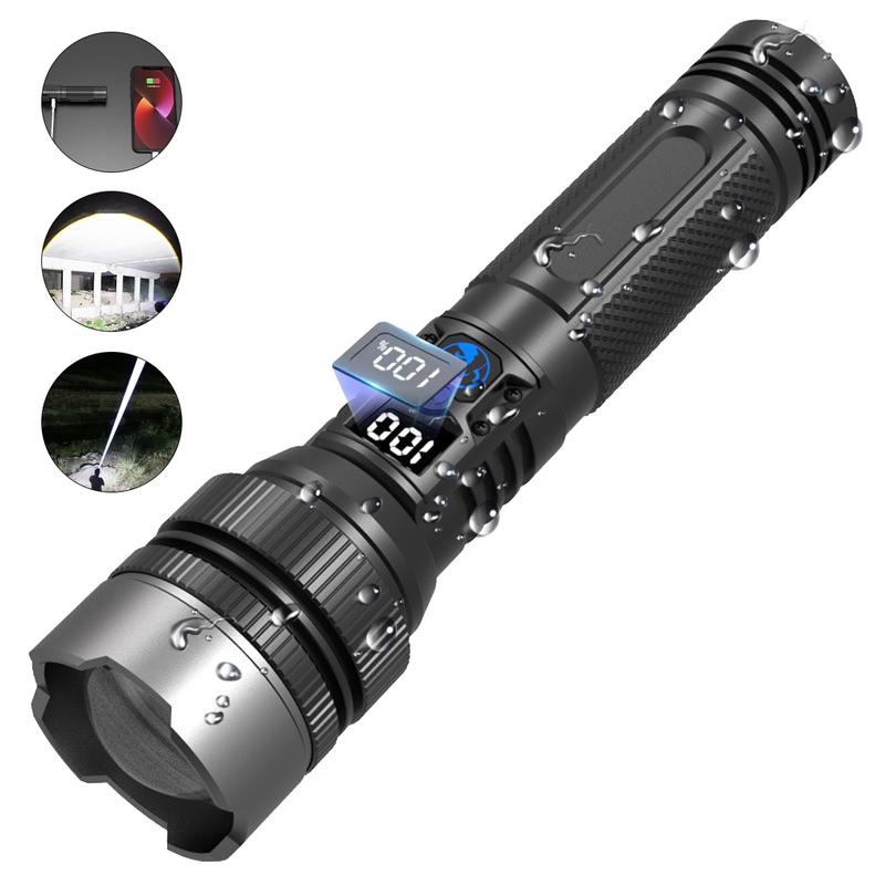 Rechargeable Flashlights High Lumens, Zoomable, Adjustable Brightness Flash Light for Outdoor, Emergency,  Camping Accessories，Fishing Garden Lighting Night security  Garage Lighting
