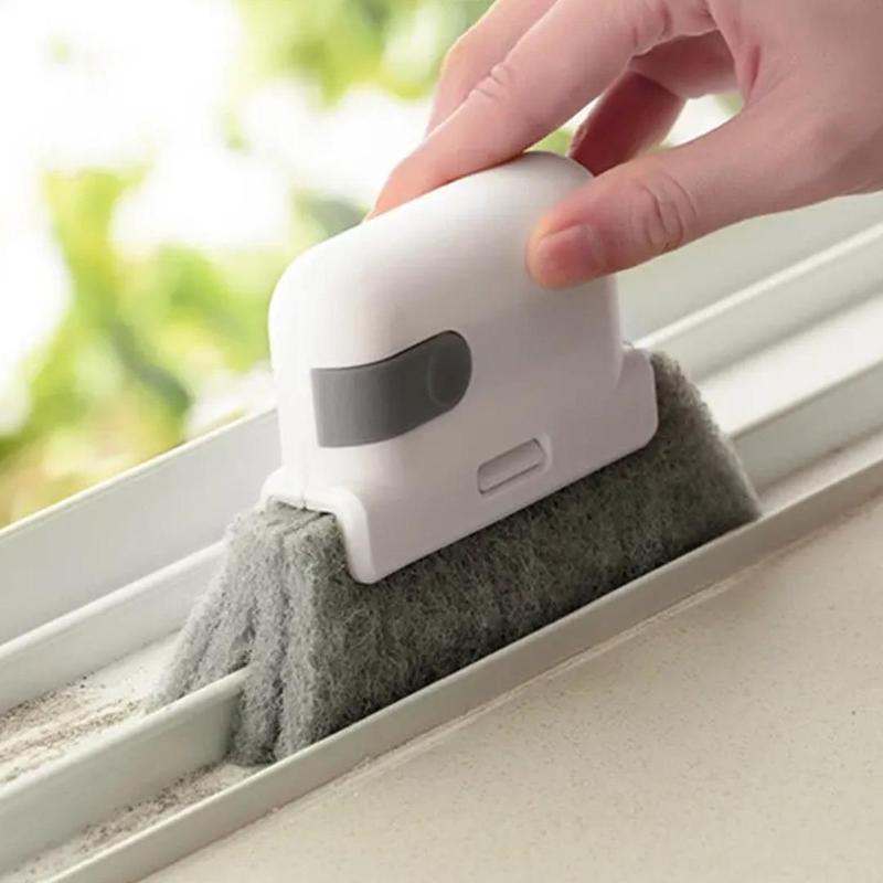 Grey Window Groove Cleaning Brush, 1 Count Portable Handheld Window Track Cleaning Brush, Multifunctional Cleaner Tools for Door Gap Track, Household Essentials, House Cleaning Tools, Household Items, Versatile Cleaning Tool, Window Cleaning Kit
