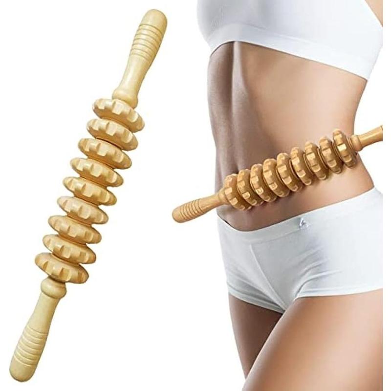 Manual Wooden Massage Roller, Muscle Release Roller, Lymphatic Drainage Tool, Manual Massage Tool for Fascia and Cellulite, Body Care Tool, Relaxation Aid, Gift for Women