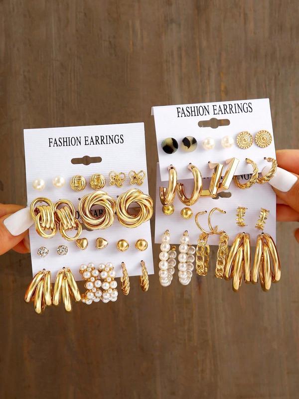 Mother's Day Gift Faux Pearl & Rhinestone Decorated Heart & Butterfly Design Stud Earrings As Gift, 2024 New Dainty Jewelry for Daily Clothing Decor, Party, High Quality Earrings, Trendy Jewelry