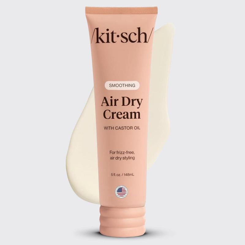 Zero-Frizz Air Dry Cream - Kitsch Smoothing Styling Cream with Castor Oil - 24-Hour Frizz Control - For Natural Textures