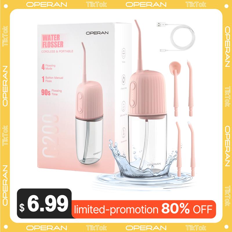 Operan Dental Water Flosser  with 4 Modes and Nozzles Rehargeable Portable Cordless Oral Irrigator for Home & Travel,Gift, Electric Teeth Cleaner, dealsforyoudays