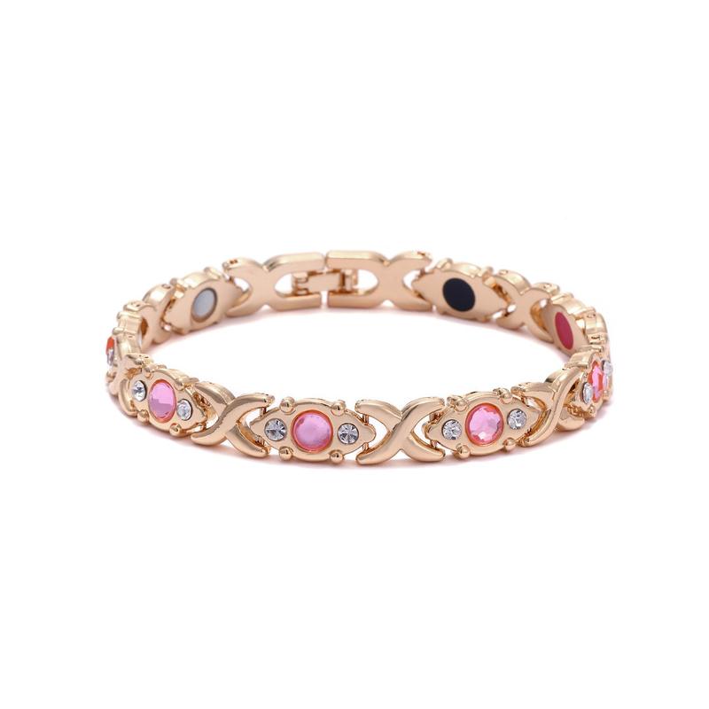 Energy magnet bracelet, eco-friendly alloy with diamonds, adjustable ladies' wristband，Valentine's Day gift, Christmas gift