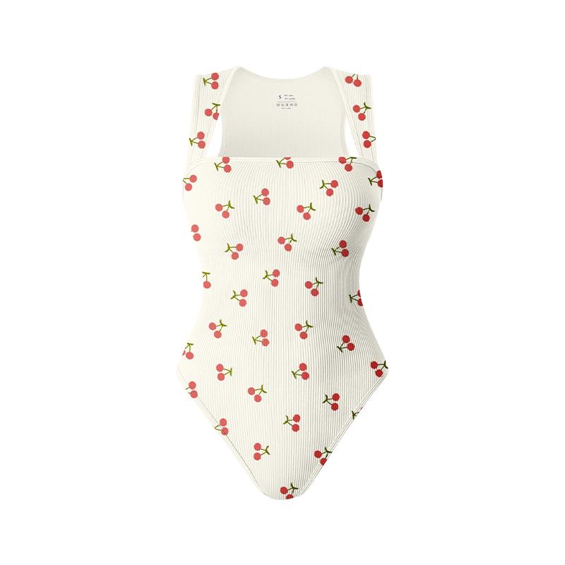 OYV Printed pattern Women's Ribbed Bodysuit-Sexy Square Neck Sleeveless Tank Top Design-Stretchy, Soft Womenswear Underwear Lady Comfort