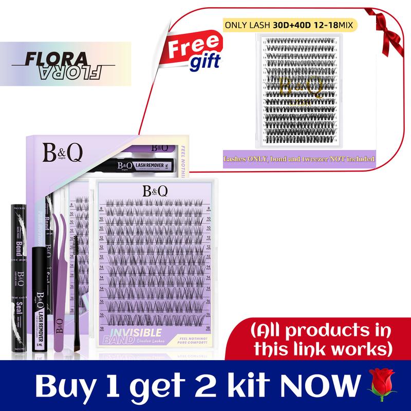 Flora Kit l B&Q Ultra-Thin Invisible Band Natural Look Cluster,Less is More,Featherlight and Wispy Eyelash for DIY Extensions,C Curl 8-18mix Lightweight Fake Lash Makeup Cosmetic #tiktokshopmemorialday #SummerVibes