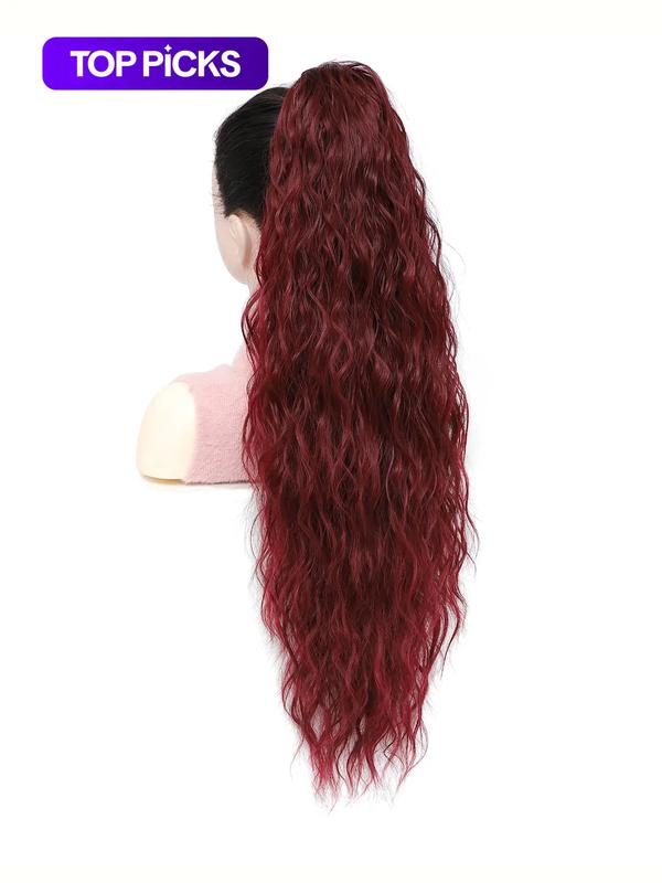 Women's 28 Inch Long Wave Claw Clip-on Ponytail Hair Extension, Heat Resistant Ponytail Hairpiece, Heat Friendly Synthetic Curly Wavy Hair Extensions for Daily & Party Wear