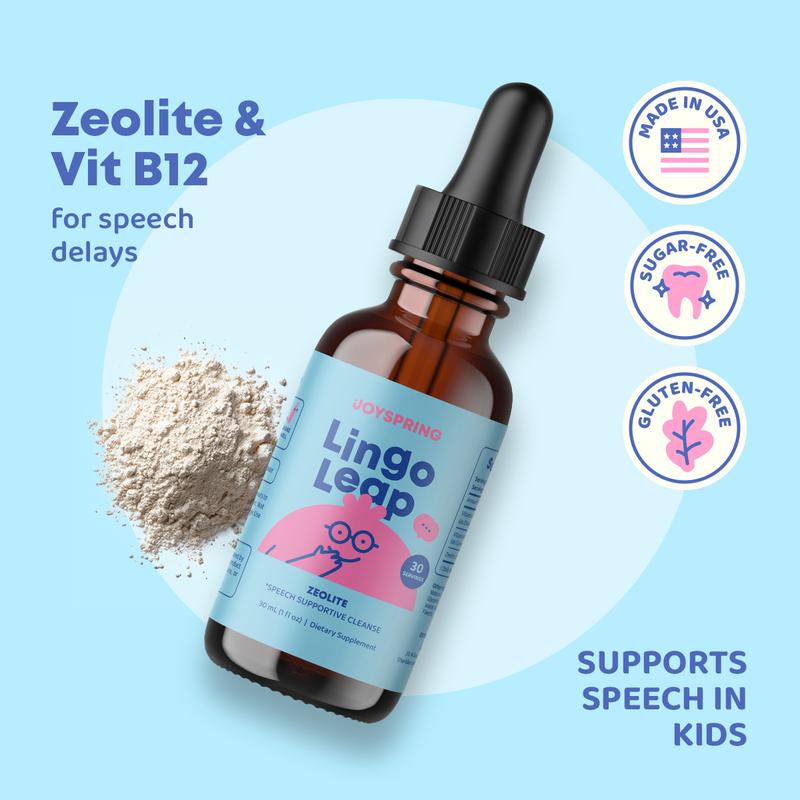 JoySpring LingoLeap Speech Learning Natural Supplement for Kids – Zeolite Drops with B Vitamins and Premium Botanical Extracts To Support Focus, Memory, and Everyday Learning